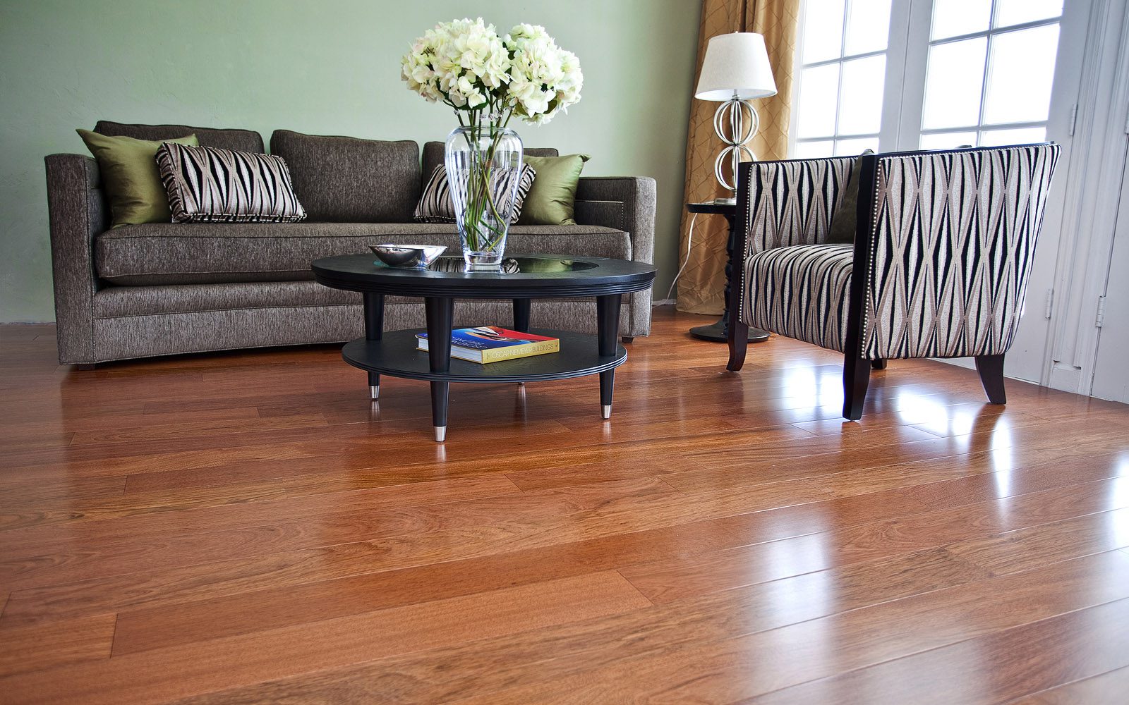 a polished wood floor, clean look